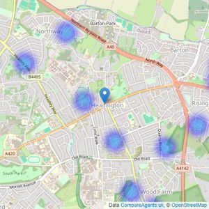 Andrews Estate Agents - Headington listings heatmap