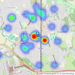 Andrews Estate Agents - Horley listings heatmap