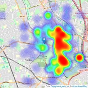 Andrews Estate Agents - Kingsbury listings heatmap