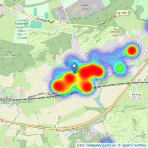 Andrews Estate Agents - Long Ashton listings heatmap