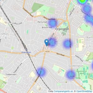 Andrews Estate Agents - Orpington listings heatmap