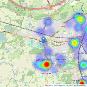 Andrews Estate Agents - Reigate listings heatmap