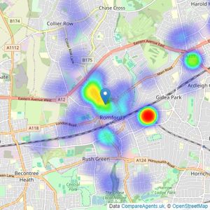 Andrews Estate Agents - Romford listings heatmap