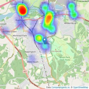 Andrews Estate Agents - Sevenoaks listings heatmap