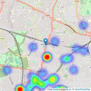 Andrews Estate Agents - Streatham listings heatmap