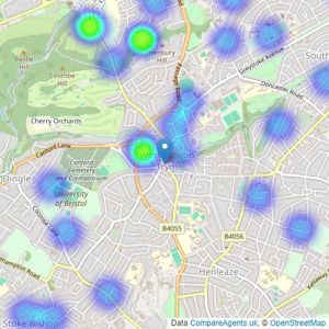 Andrews Estate Agents - Westbury-On-Trym listings heatmap