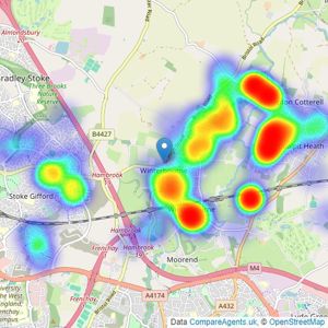 Andrews Estate Agents - Winterbourne listings heatmap