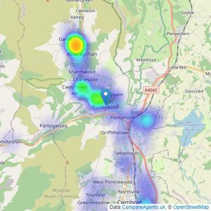 Angelwoods - Pontypool listings heatmap