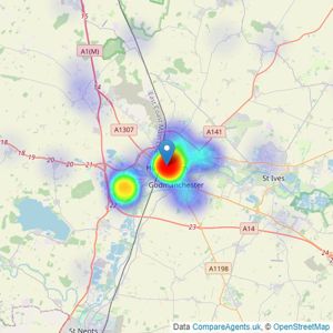 Annafield Estate Agents & Property Management - Huntingdon listings heatmap