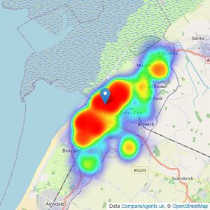 Anthony James Estate Agents - Southport listings heatmap