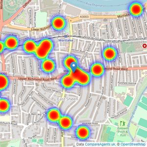 Antony Roberts Estate Agents - East Sheen listings heatmap