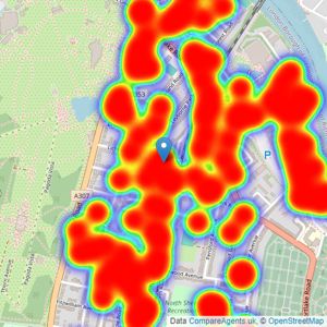 Antony Roberts Estate Agents - Kew -  Sales listings heatmap