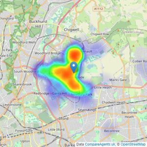 Arbon & Miller - Barkingside listings heatmap