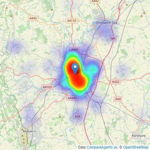 Arden Estates - Worcester listings heatmap