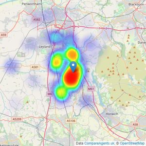 Arnold & Phillips - Chorley listings heatmap