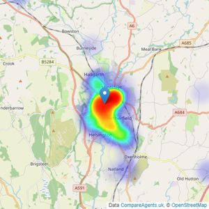 Arnold Greenwood Estate Agents - Kendal listings heatmap