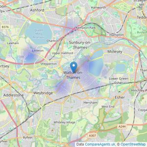 Arthur Samuel Estate Agents - Walton on Thames listings heatmap