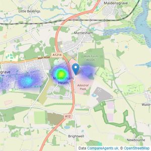 Ascot Estate Agency - Martlesham listings heatmap