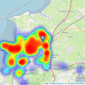 Ashley Leahy Estate Agents - Weston Super Mare listings heatmap