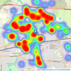 Ashton Estate Agents - Chadwell Heath listings heatmap