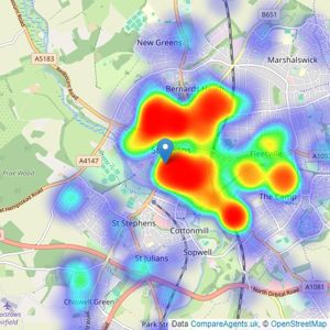 Ashtons - St. Albans listings heatmap