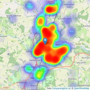 Ashtons - Welwyn Garden City listings heatmap