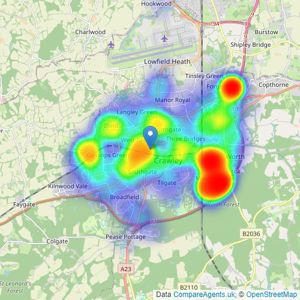 Astons - Crawley listings heatmap