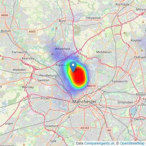 Aubrey Lee & Co - Prestwich listings heatmap