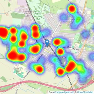 Auckland Estates Limited - Potters Bar listings heatmap