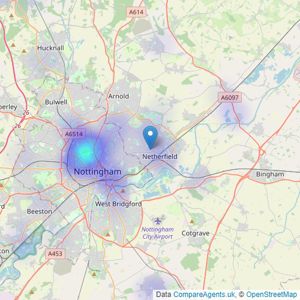 Auction Estates Limited - Nottingham listings heatmap