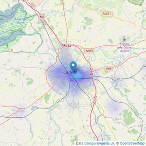 Auction House Cumbria - Carlisle listings heatmap