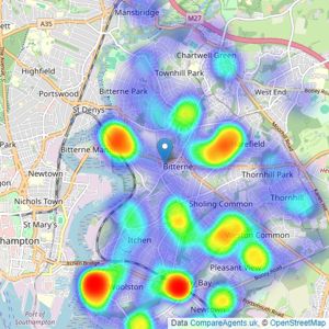 Austin & Wyatt - Bitterne listings heatmap