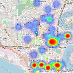 Austin & Wyatt - Southampton listings heatmap