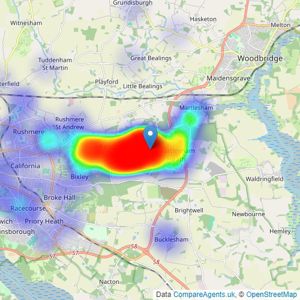 Austwick Berry Estate Agents - Kesgrave listings heatmap