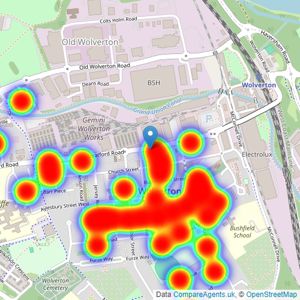 Avenues Estate Agents - Wolverton listings heatmap