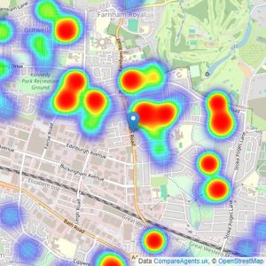 B Simmons & Son - Slough listings heatmap