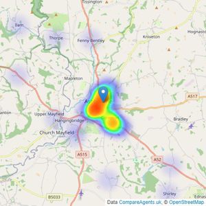 Bagshaws Residential - Ashbourne listings heatmap