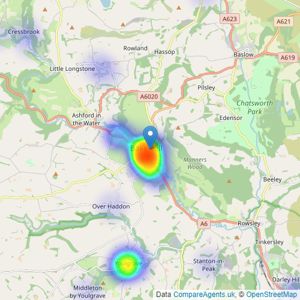 Bagshaws Residential - Bakewell listings heatmap