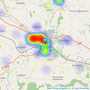 Bagshaws Residential - Uttoxeter listings heatmap