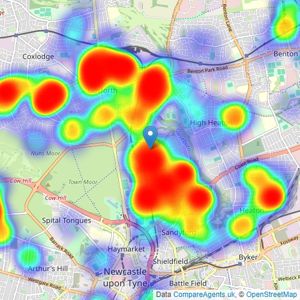 Bailey & Co. - Jesmond listings heatmap