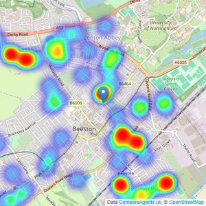 Bairstow Eves - Beeston listings heatmap