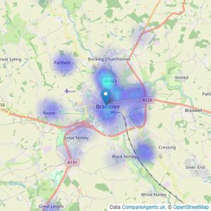 Bairstow Eves - Braintree listings heatmap