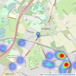 Bairstow Eves - Chigwell listings heatmap