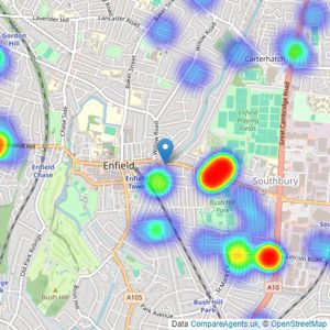 Bairstow Eves - Enfield listings heatmap