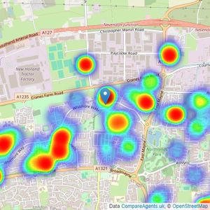 Bairstow Eves - Fryerns listings heatmap