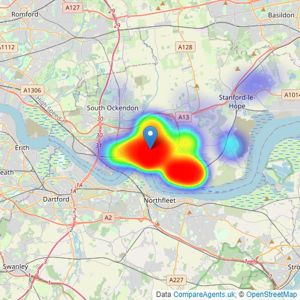 Bairstow Eves - Grays listings heatmap