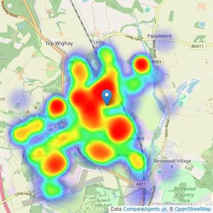 Bairstow Eves - Hucknall listings heatmap