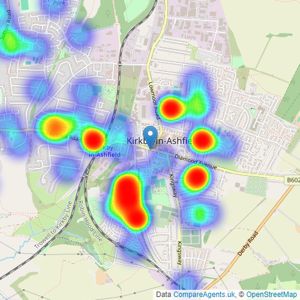 Bairstow Eves - Kirkby in Ashfield listings heatmap