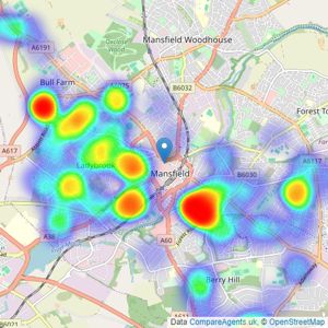 Bairstow Eves - Mansfield listings heatmap