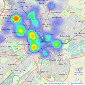 Bairstow Eves - Nottingham listings heatmap